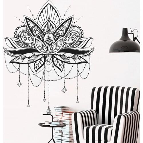 Yoga Studio Mandala Unique Wall Decal Lotus Vinyl Wall Stickers Self Adhesive Art Sticker Home Decor Bedroom Removable Art AJ571