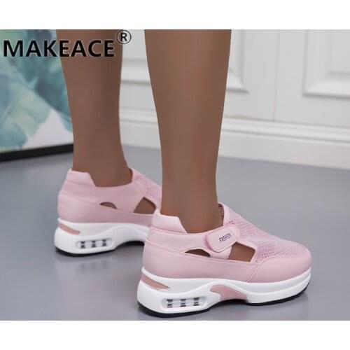 Ladies' Sneakers Summer 2021 New Hollow-out, Breathable Mesh Shoes Platform Heels Sandals Platform Platform Walking Shoes