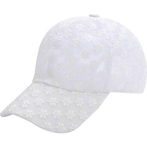 Women Lace Flower Baseball Cap Summer Breathable MeshHats Summer Sports Caps Snapback Floral Hat Women Girls
