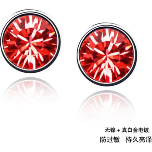 12 Colors Austrian Crystal Fashion Jewelry Stud Earrings for women gold Color Vintage Earrings New Sale Hot 74440Red