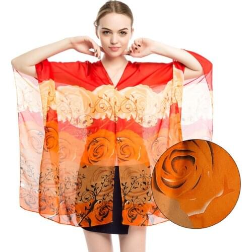Women summer Scarf Shawl Poncho flower Printed Sunscreen Scarf Sun Protection Shawl Beach Shawl Bikini Cover Soft
