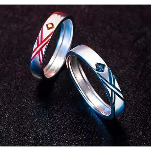 DARLING In The FRANXX Zero Two Ring Anime Couple Ring Accessories Props Fashion Jewelry 925 Silver Ring 2021 Trend