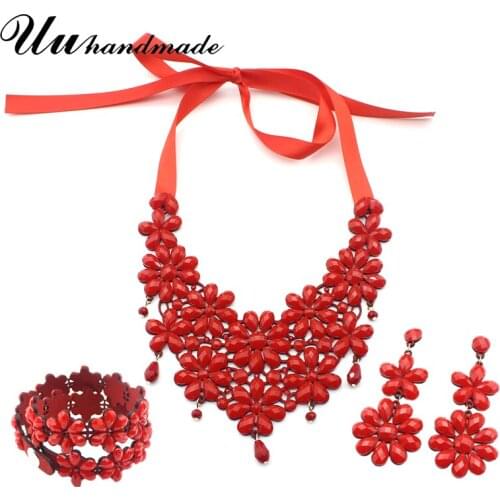2017 Special Offer Trendy Women African Beads Jewelry Set New Fashion Necklace Earrings Acrylic Fine Jewelry Three Sets Of Dress