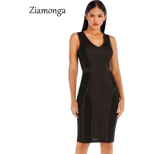 Ziamonga Sexy Dress Club Wear Party Dress 2020 New Arrivals Sleeveless Black White Red Women Bandage Dresses Bodycon Vestidos
