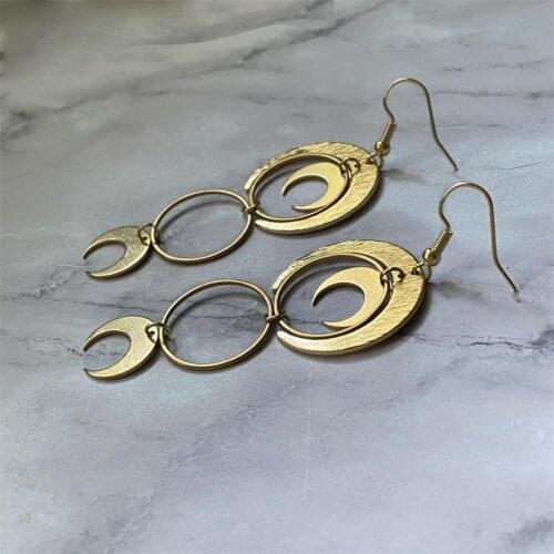 Gold Geometric Crescent Moon phase earrings
