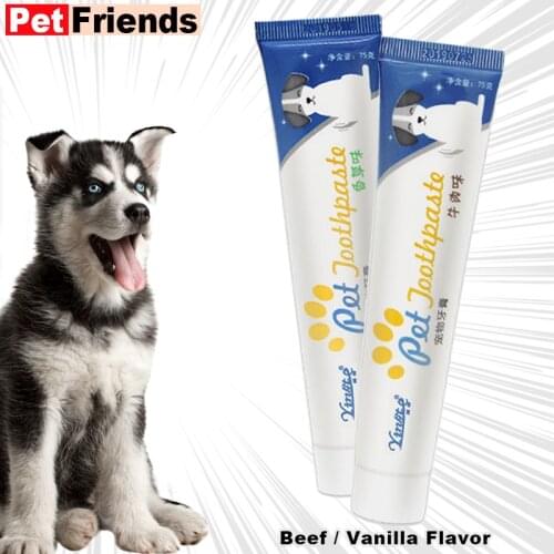 Pet Toothpaste For Dogs Beef/Vanilla Flavor Helps Reduce Tartar And Plaque Buildup Cleaning Prevent From Bad Breath