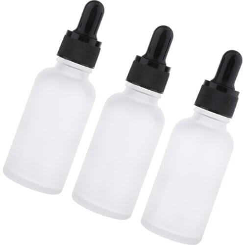 1oz White Frosted Glass Dropper Bottles (30mL) with Plastic Glass Droppers - Pack of 3 Pieces