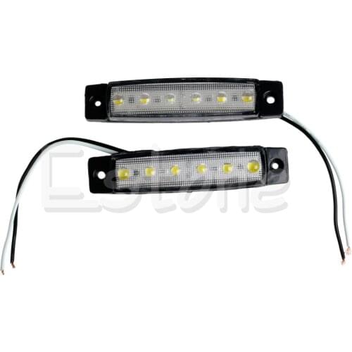 2021 New 2X 6-LED Bus Boat Trailer Side Marker Tail Light Lamp 12V White