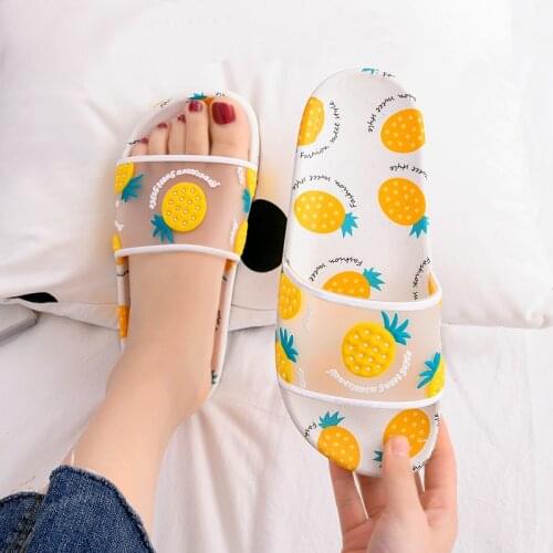 2020 Women Shoes Sandals Slippers Women Summer Femme Ladies Slippers Cartoon Fruit Strawberry Pineapple Cute Beach Slippers