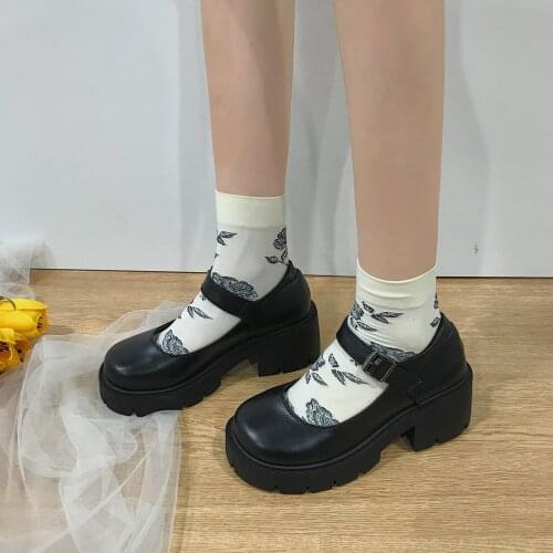 2021Student Shoes College Girl Student LOLITA Shoes JK Uniform Shoes PU Leather Heart-shaped Ankle-strap Mary Jane Shoes erf45