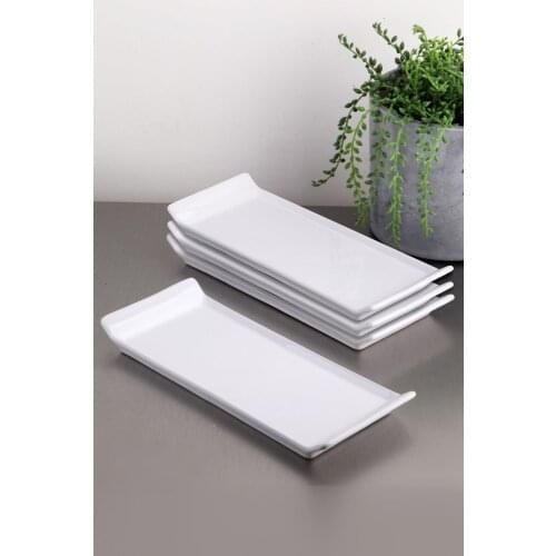 4 Pieces Cooker White Serving Plate Feta Cheese Snack Plate Lux 4 Pieces Rectangle Large Presentation Serving