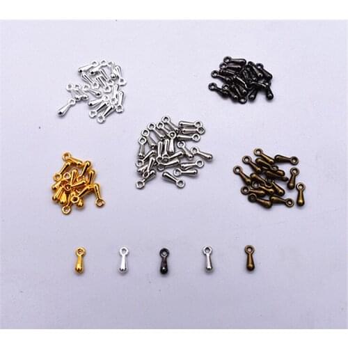 6x2mm 100pcs/lot 5 Colors Water Drop Pendant Necklace End Caps Charms For Necklace Bracelet Earrings DIY Jewelry Accessories