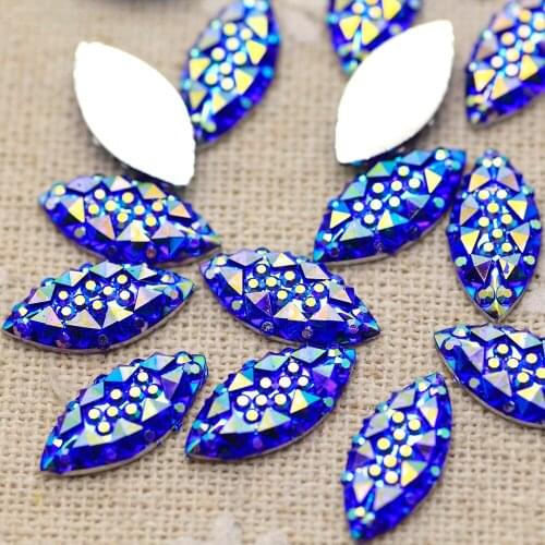 7*15mm 100pcs Eye horse Shine Green red blue AB Silver Base Sew On Rhinestone Glue on Stones Spacer buttons Dress Decoration