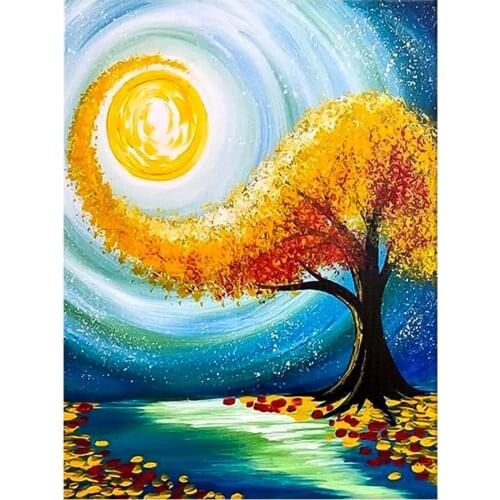 Abstract Trees Sky Moon Scenery Diamond Painting Round Full Drill Nouveaute DIY Mosaic Embroidery 5D Cross Stitch Scenic Picture