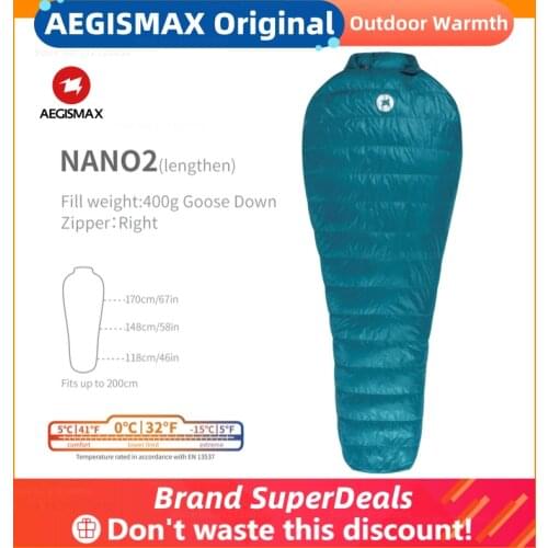AEGISMAX NANO2 Sleeping Bag Mummy Natural 95% Goose Down Ultralight Warm Sleeping Bag Waterproof Nylon Portable Travel Camping