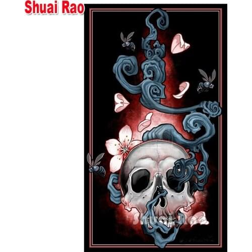 Skull Flower Diamond mosaic Full square Round Drill Diamond embroidery cross stitch diamond painting Halloween Gift Wall Art