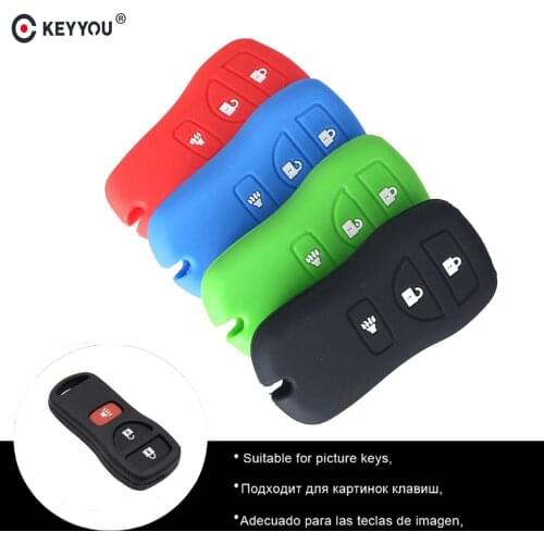 KEYYOU 4 Button Car Remote Key Silicone Case Fob For Nissan PATHFINDER X-TRAIL TIIDA VERSA 350Z MURANO Armada XTERRA FRONTIER