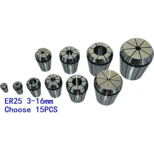 Free Shipping set (2-16mm) 15pcs standard ER25 collet set for milling lathe tool,spindle motor