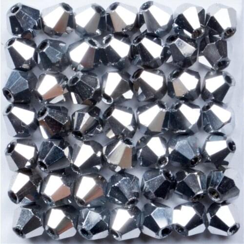 4mm Austrian Silver Spacer Bicone Beads for Making Jewelry Accessories Diy Perles Loose Faceted Glass Crystal Beads