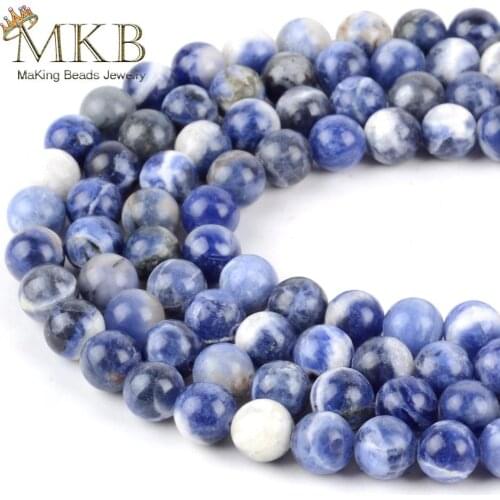 Wholesale Natural Stone Round Blue Sodalite Spacer Beads For Jewelry Making 4/6/8/10/12mm Charm Beads Diy Bracelet 15"Strand