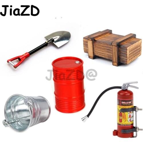 Decoration Wooden Box Oil Drum Bucket Shovel Fire Extinguisher for 1/10 Axial SCX10 TRX4 Defender G63 RC Car Accessories Y09