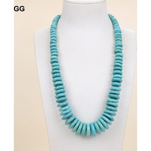 GuaiGuai Jewelry 10x26mm Blue Turquoises Real Stone Necklace