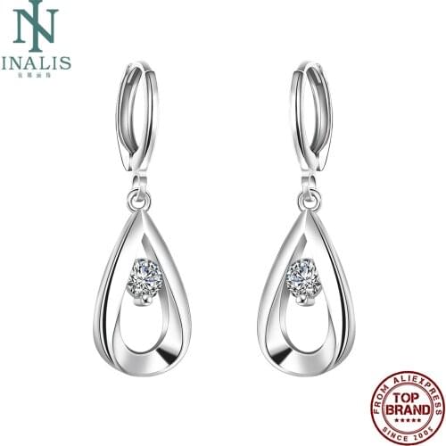 INALIS Silver Plated Drop Earrings Simple Water Earrings For Women Cubic Zirconia Fashion Jewelry Romantic Wedding Gifts 2020