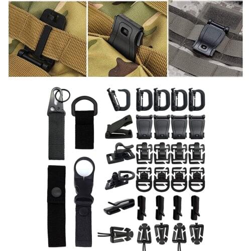Kit of 35 Molle Attachments for Webbing Key Ring 360 Rotation Gear Clip