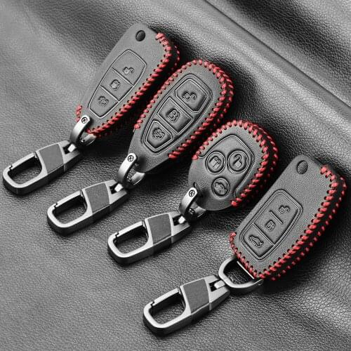 Leather Key Case Cover Ford Fiesta Focus 2 3 4 Ecosport Kuga ESCORT Escape Mondeo Kuga B-Max Grand C-Max S-Max Galaxy