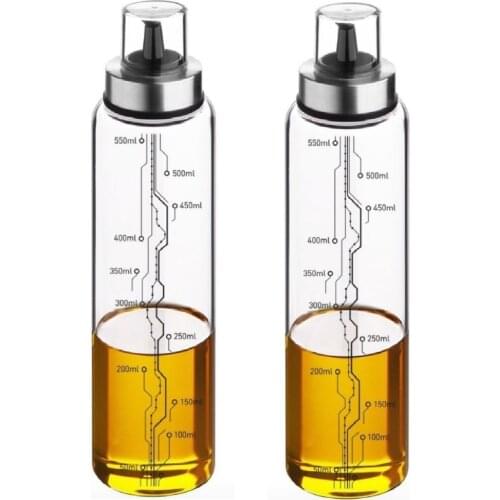 Cambu 2'Li 600ml Borosilicate Dripless Glass Oiler, Oiler Transparent Olive Oil Dispenseri Bottle Automatic Clamshell Glass Salad