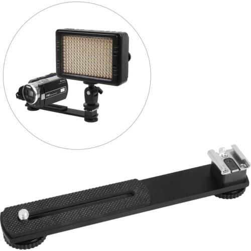 Meking External Hotshoe Mount for DV Camcorder Flexible Extension Holder Bar for Speelite LED Light w/ Two 1/4" Screw Hole