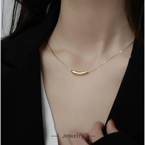 BUDROVKY Fashion Small Eggplant Necklace S925 Sterling Silver Korean Simple Chic Elbow Smile Accessories Birthday Gift Jewelry