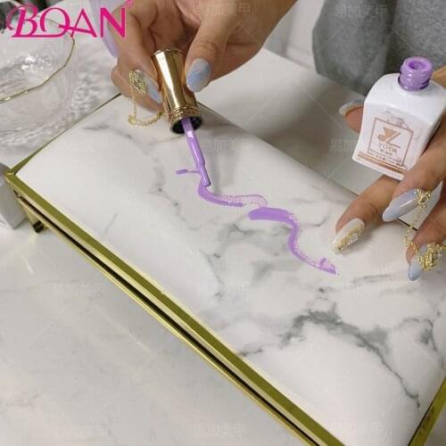 BQNA Marbled Hand Pillow Nail Arm Rest Cushion Supportable Desktop Hand Stand Manicure Table Mat Wrist Hand Rest Salon Cushion