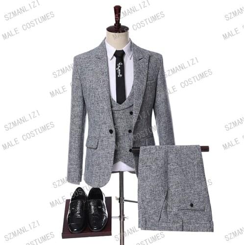 Latest Coat Pant Designs 2019 Custom Made Gray Fashion Casual Suits Slim Fit Terno Men Suit For Wedding Costume Homme Mariage