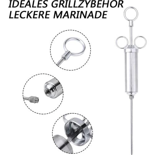 Stainless Steel Turkey Marinade Spice Roast Curing Syringe Set With 2 Needles To Meet All Your Marinating Needs