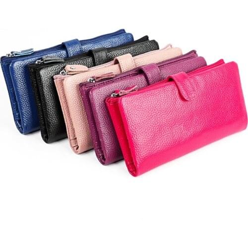 New womens wallet with zipper Hasp Long Wallet Women Purses Coin Purse High Quality Clutch Genuine leather Female Purses