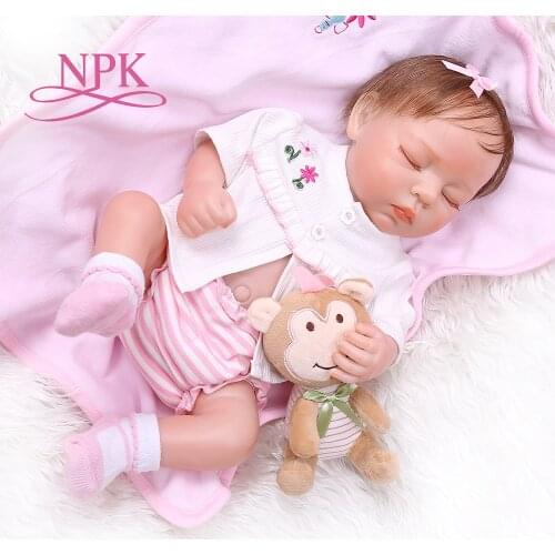 NPK 48CM bebe realistic reborn soft full body slicone lifelike sleeping baby hand detailed painting Anatomically Correct
