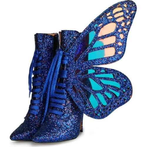Sexy Sequined Leather Thin High Heel Ankle Boots Women Classic Design Shoes for Women Party Shoes Woman