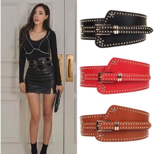 Bg-477 Cool women full studded black leather belts for dresses designer handmade wide stretch belt lady rhinestone belt online