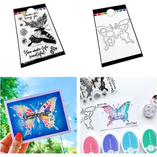 Rose Lotus Flower Butterfly Cutting Dies Stamps Scrapbook Diary Decoration Stencil Embossing Template DIY Greeting Card Handmade