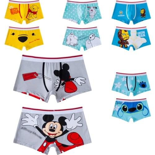 Disney Anime boxer briefs cartoon Mickey Stitch Pooh Bear Baymax Shorts Man cotton Male Panties Breathable Funny Mens Underwear