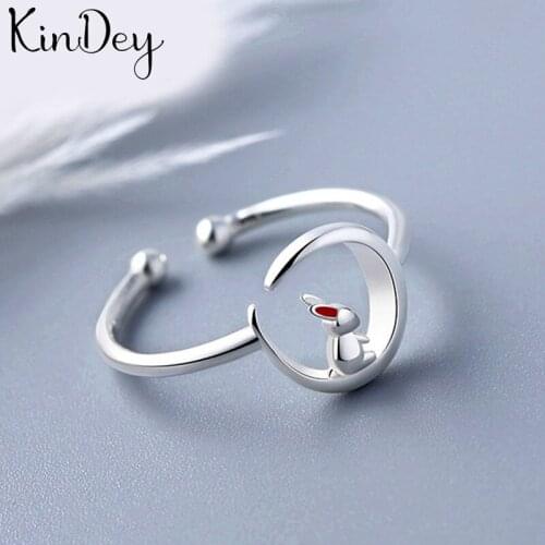 Personality Punk Vintage Moon Rabbit Rings For Women Men Resizable Size Rings Fashion Trendy Boho Jewelry 2021