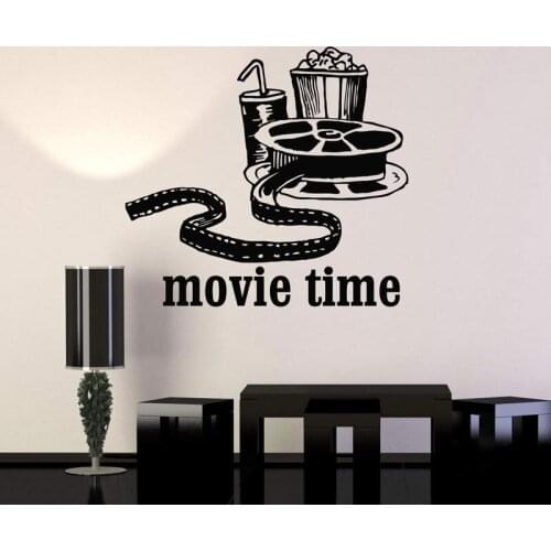 Vinyl Wall Decal Movies Cinema Film Popcorn Room Decor Stickers Mural