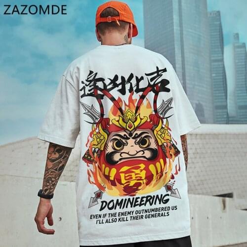 ZAZOMDE Men Clothing Chinese Style Auspicious Graphic T-shirt Cotton Comfortable Blouse Summer Trend Casual Streetwear oversized