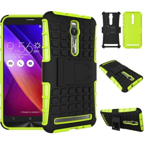 Green phone case for Asus Zenfone 2 ZE551ML ZE550ML 5.5" 2 in 1 Armor hybrid PC + TPU with Kickstand cover for Asus Zenfone 2
