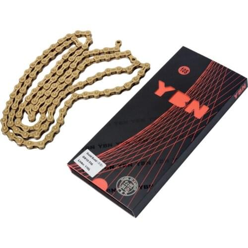 YBN MTB Road Bike Gold Chain 10 11 Speed 20s 22s Half Hollow Bicycle Chain 116L Links For Shimano SRAM Campanolo System