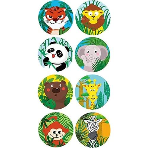 1 Roll Cartoon Animal Stickers Adhesive Tape Child Teacher Reward Sticker Gifts