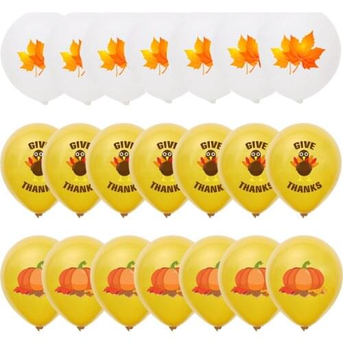 10pcs Thanks Giving Party Balloons Turkey Pumpkin Latex Balloon GIVE THANKS Maple Leaf Balloon Set Party Supplies Decorations