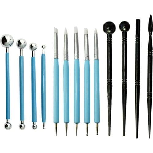 13pcs Polymer Modeling Clay Sculpting Tools, Dotting Pen, Silicone Tips, Ball Stylus, Pottery Ceramic Clay Indentation Tools Set