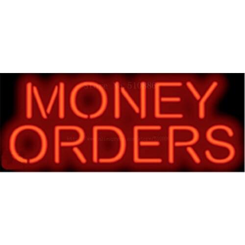 17*14" Money Orders NEON SIGN REAL GLASS BEER BAR PUB LIGHT SIGNS store display Restaurant Shop Business Advertising Lights